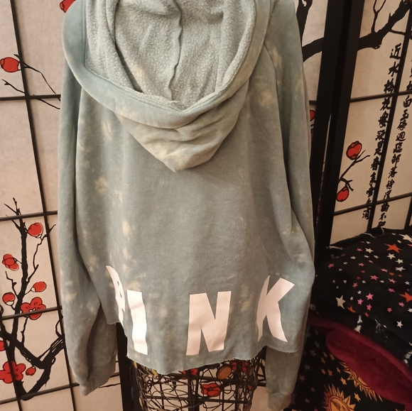 VICTORIA'S SECRET PINK Blue Hoodie with Lace-Up Sides L - Picture 4 of 6